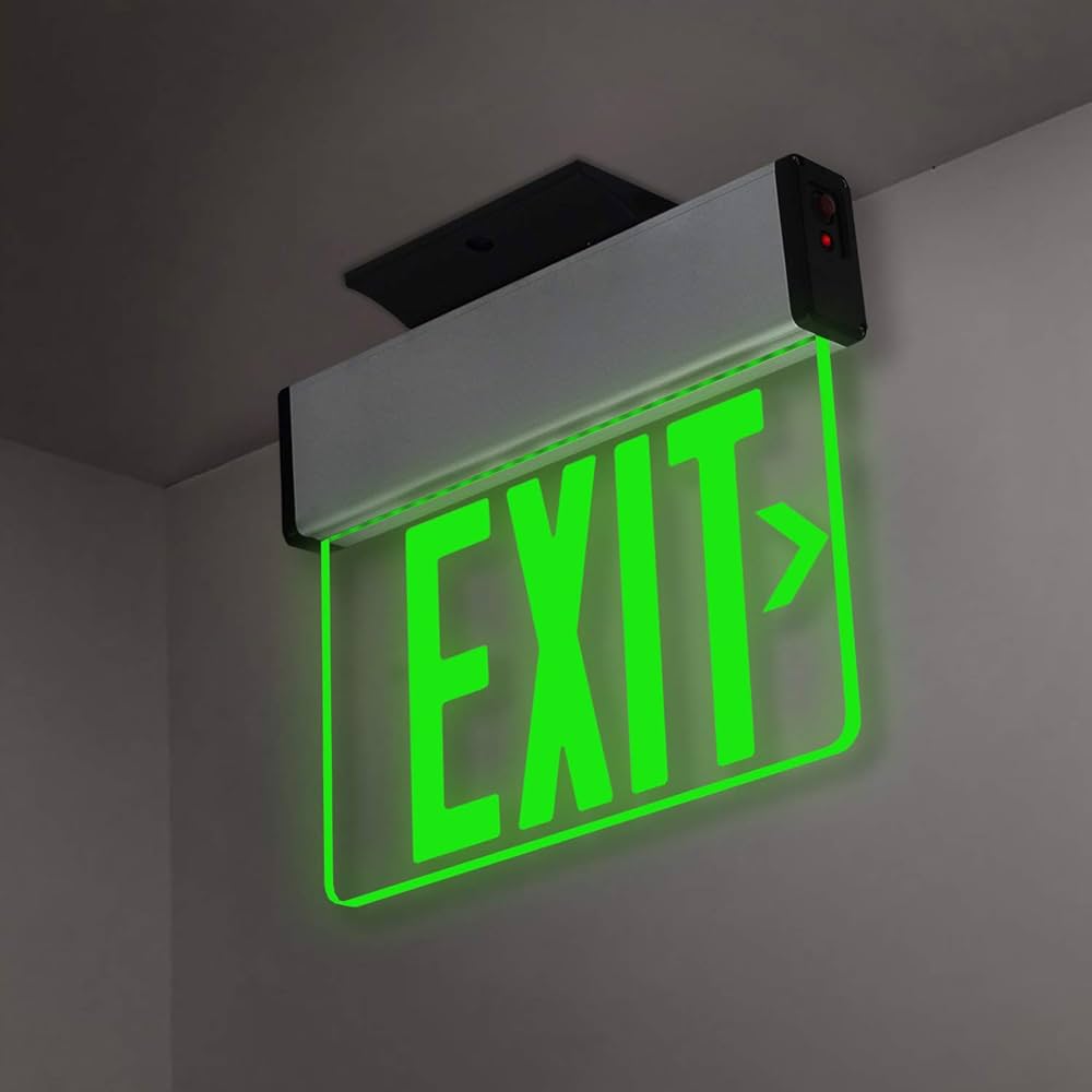 エスト える みつき サイン セット LFI Lights® Edge-Lit UL 924 Listed Green Exit Sign Modern
